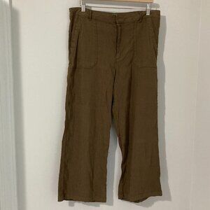 Kut from the Kloth Women Size 14 Capri Wide Leg Pants Brown High Rise Pockets